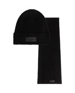 Malelions Men Ribbed Beanie Scarf Set | Black - Muts en sjaal heren