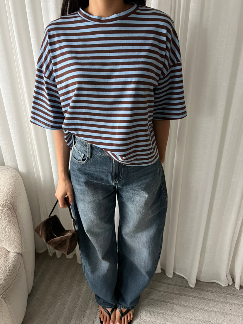 T-Shirt - Gestreepd - Blauw