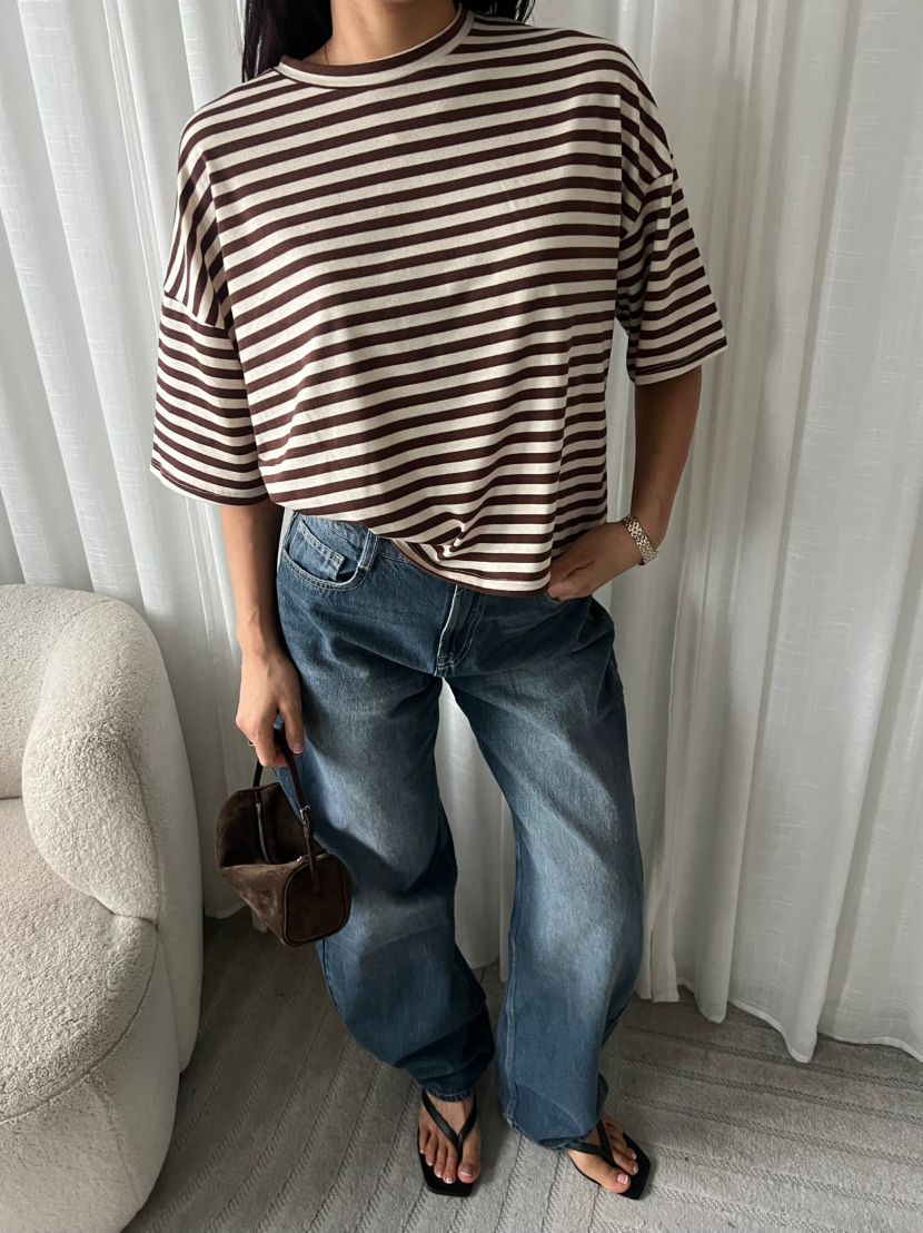 T-Shirt - Striped - Creme