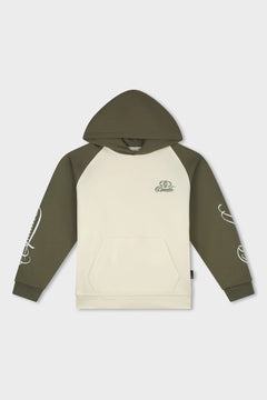 Equalité Jett Raglan Oversized Hoodie Off-White & Green – voorzijde