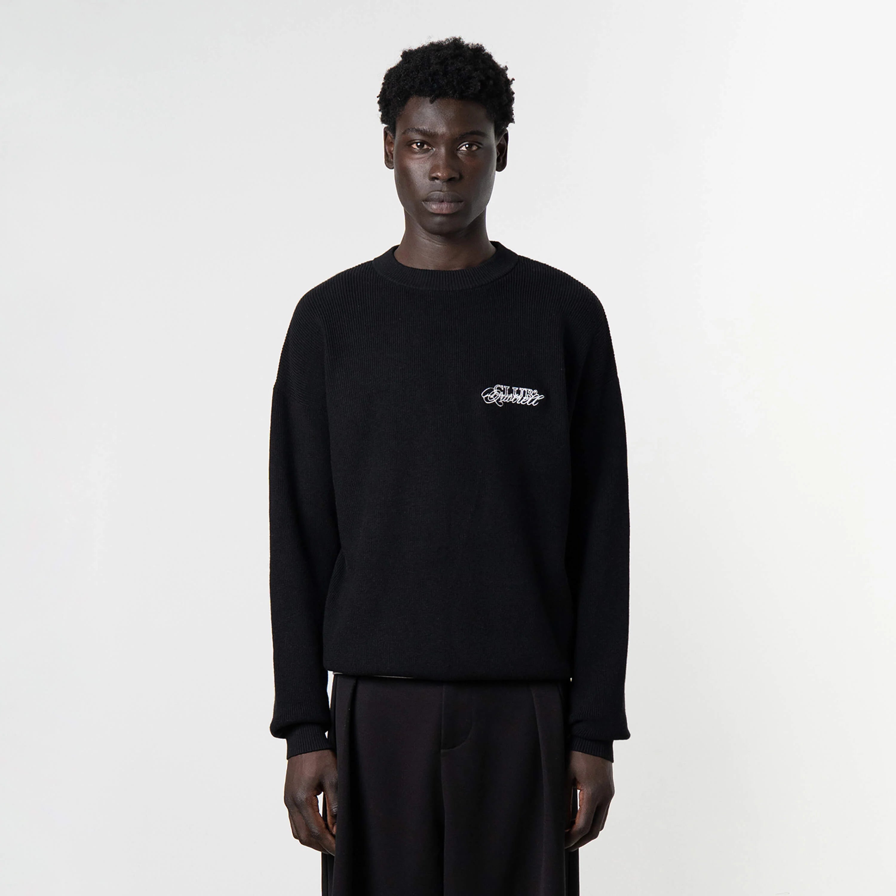 ZAC KNITTED CREWNECK | BLACK/WHITE