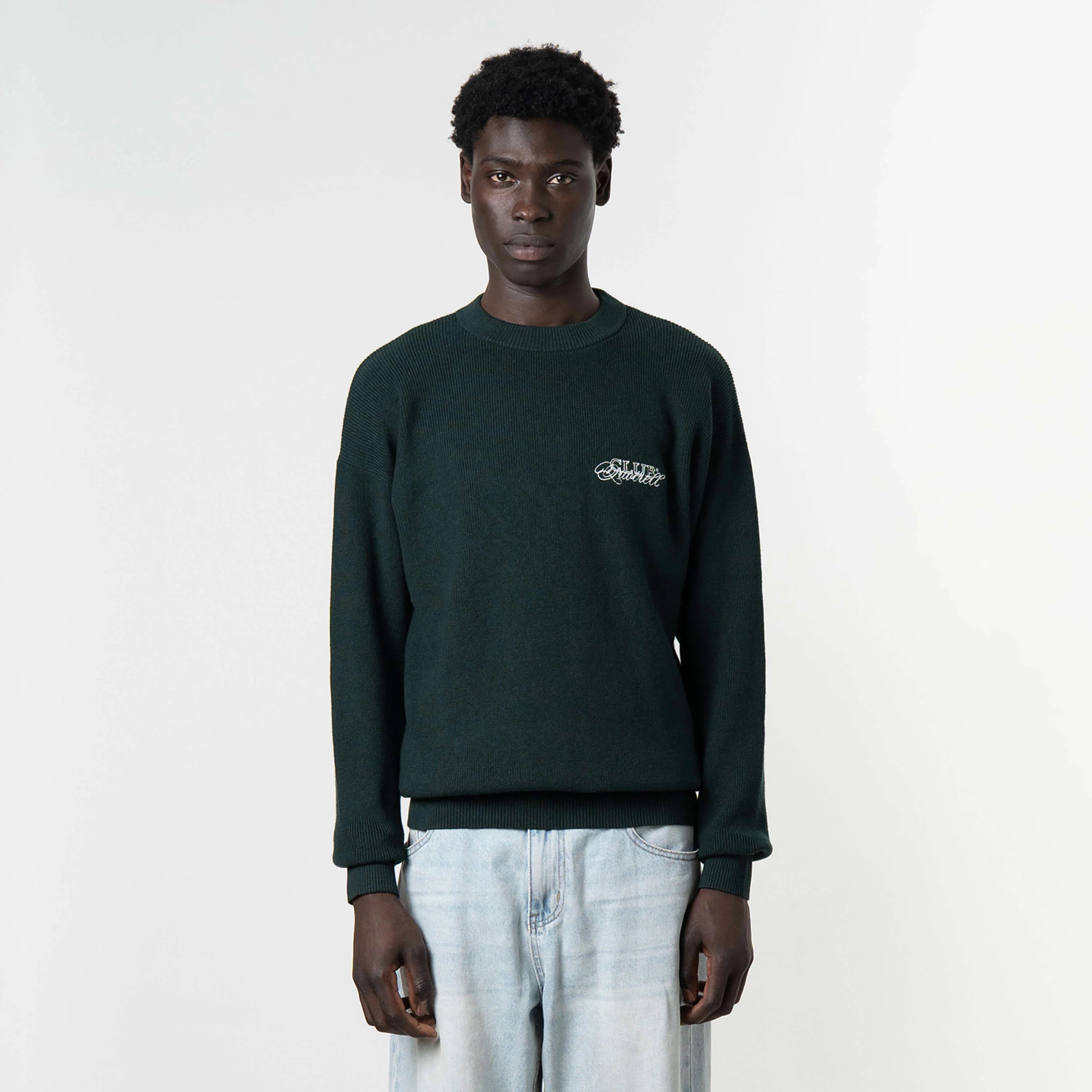 ZAC KNITTED CREWNECK | PETROL/WHITE