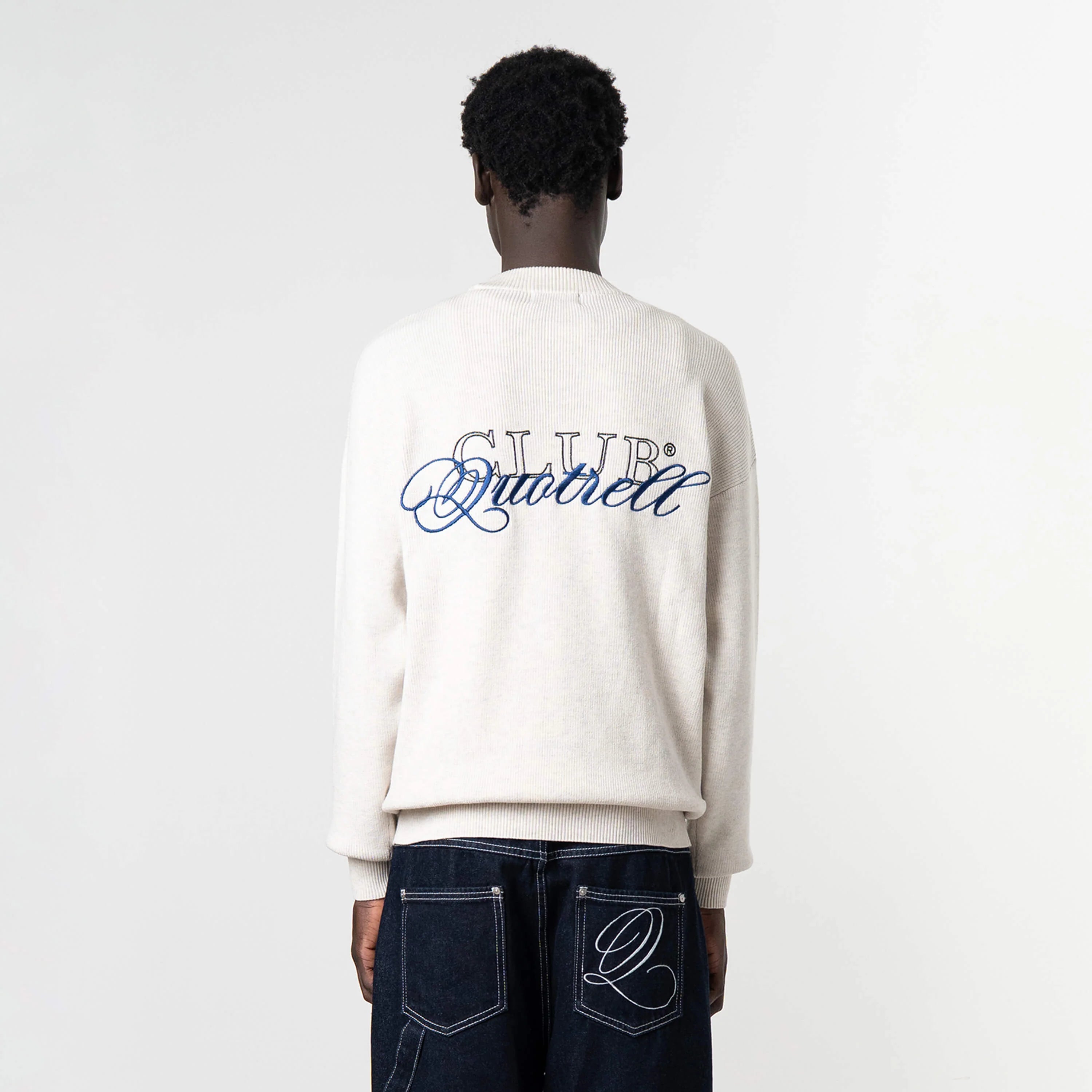 ZAC KNITTED CREWNECK | LIGHT GREY MELEE/BLU
