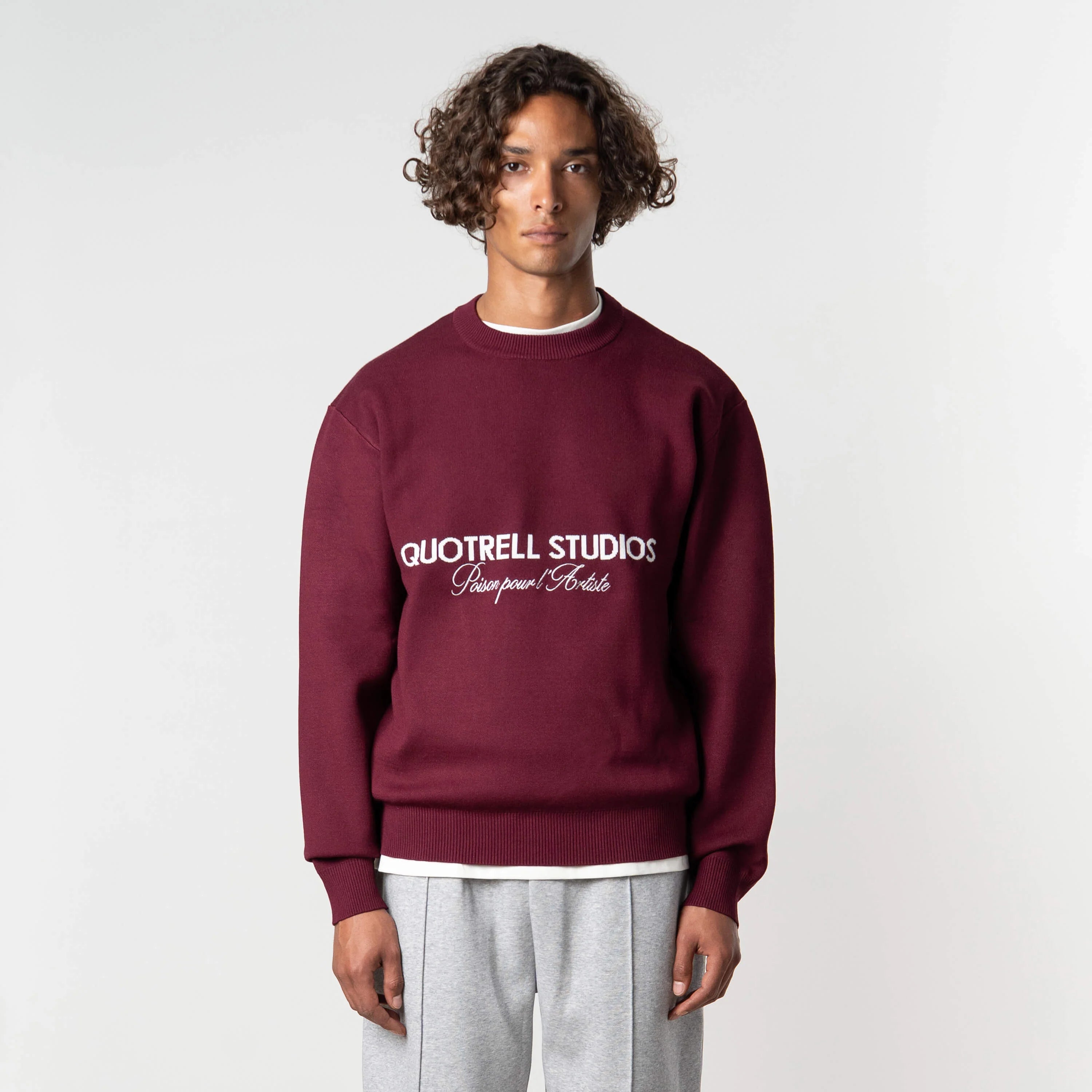MONDRIAN KNITTED SWEATER | BORDEAUX/WHITE