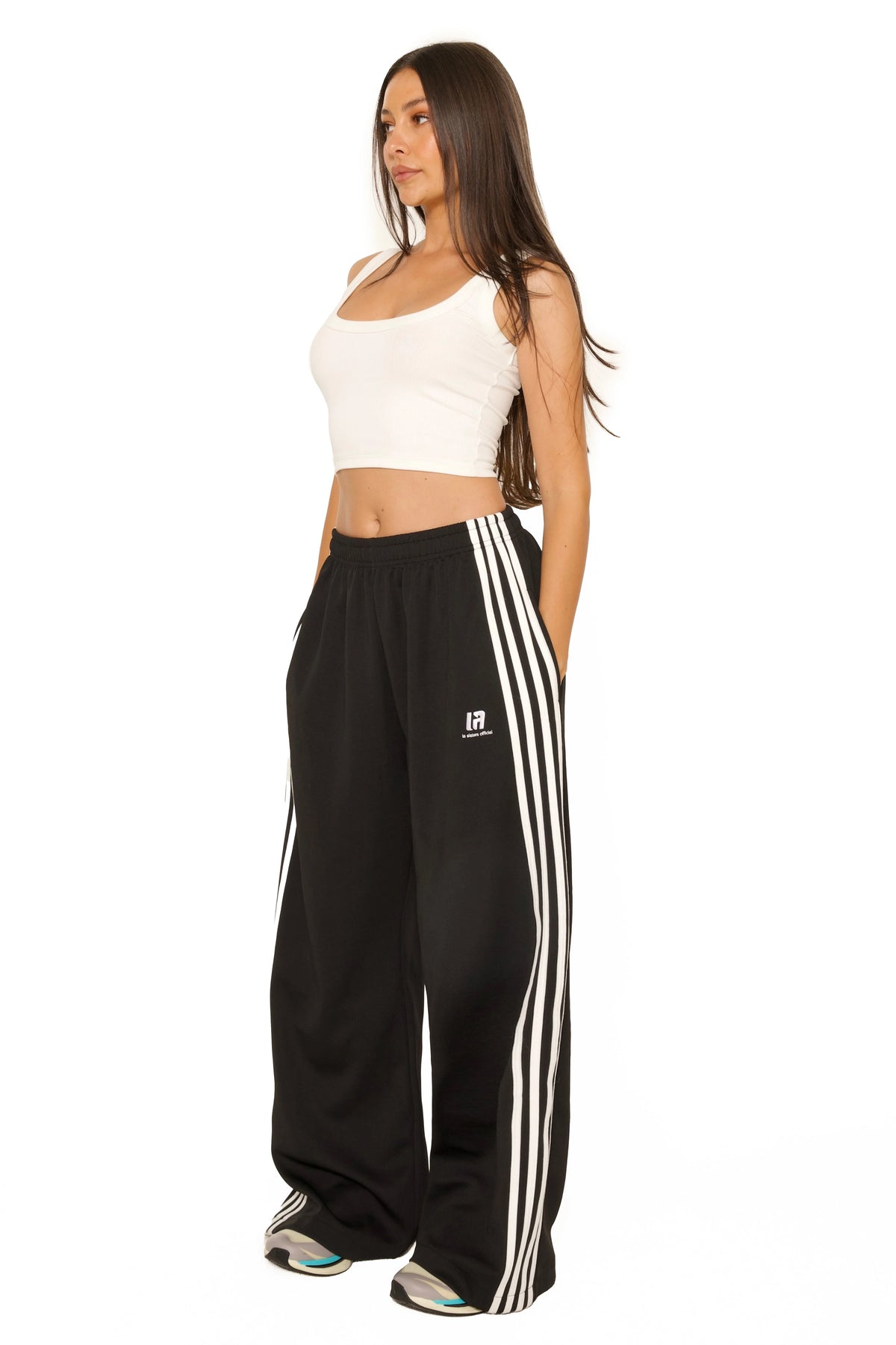 LA Official Oversized Multi Striped Pants Black