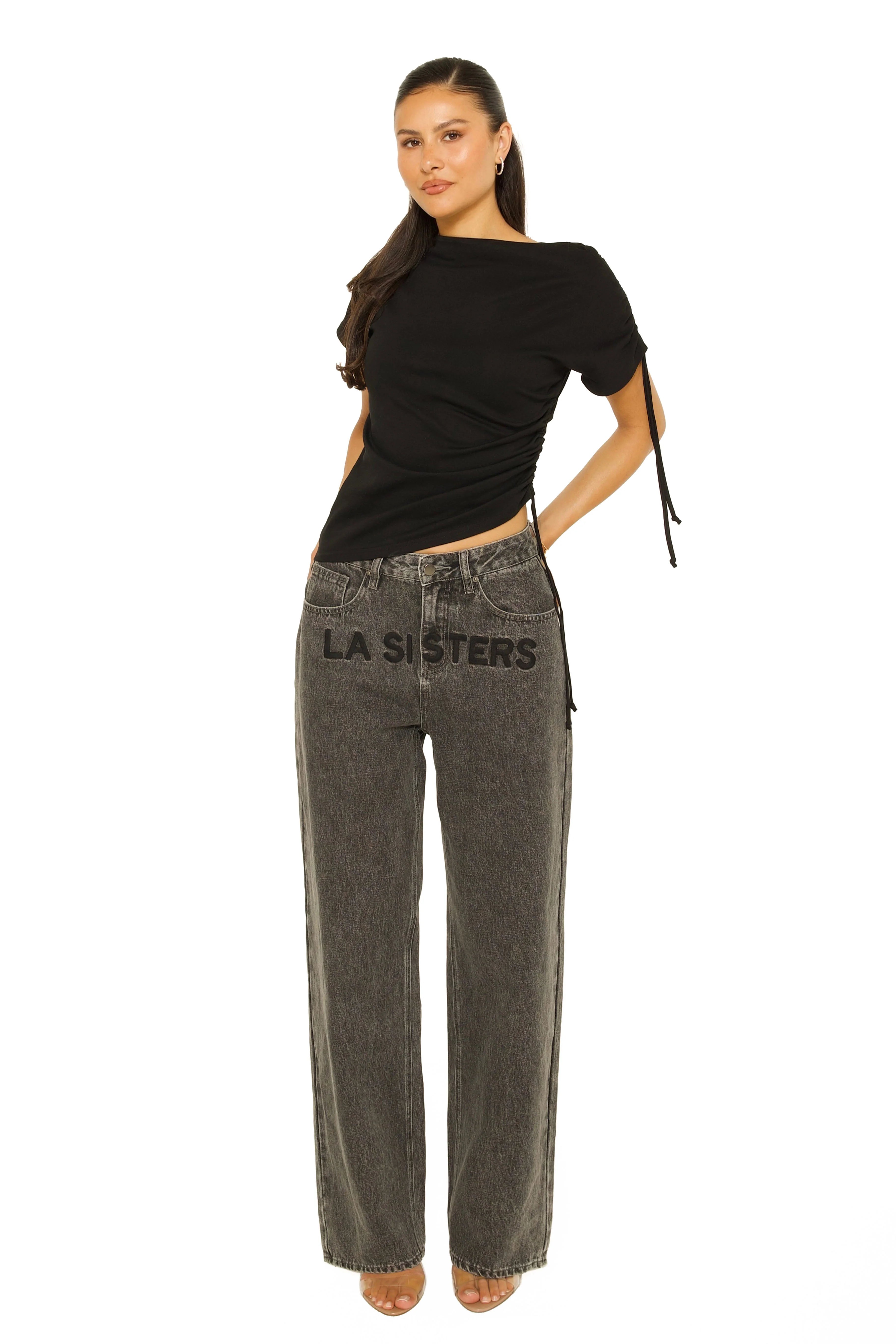 Embroidered Signature Jeans Black