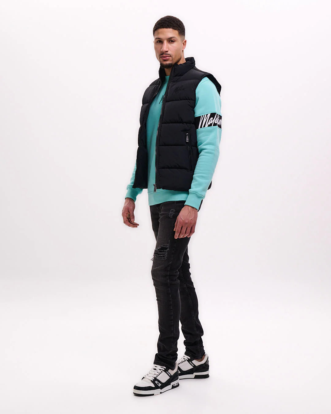 Malelions Men Matt Crinkle Padded Vest | Black