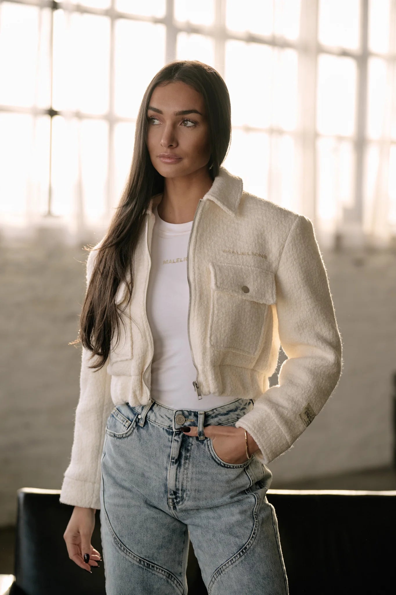 Malelions Women Label Bouclé Jacket | Cream