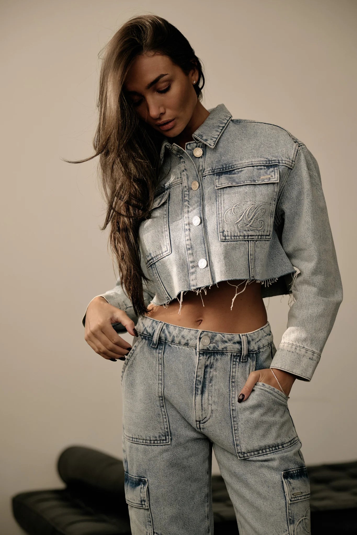 Malelions Dames Cropped Denim Jasje | Lichtblauw