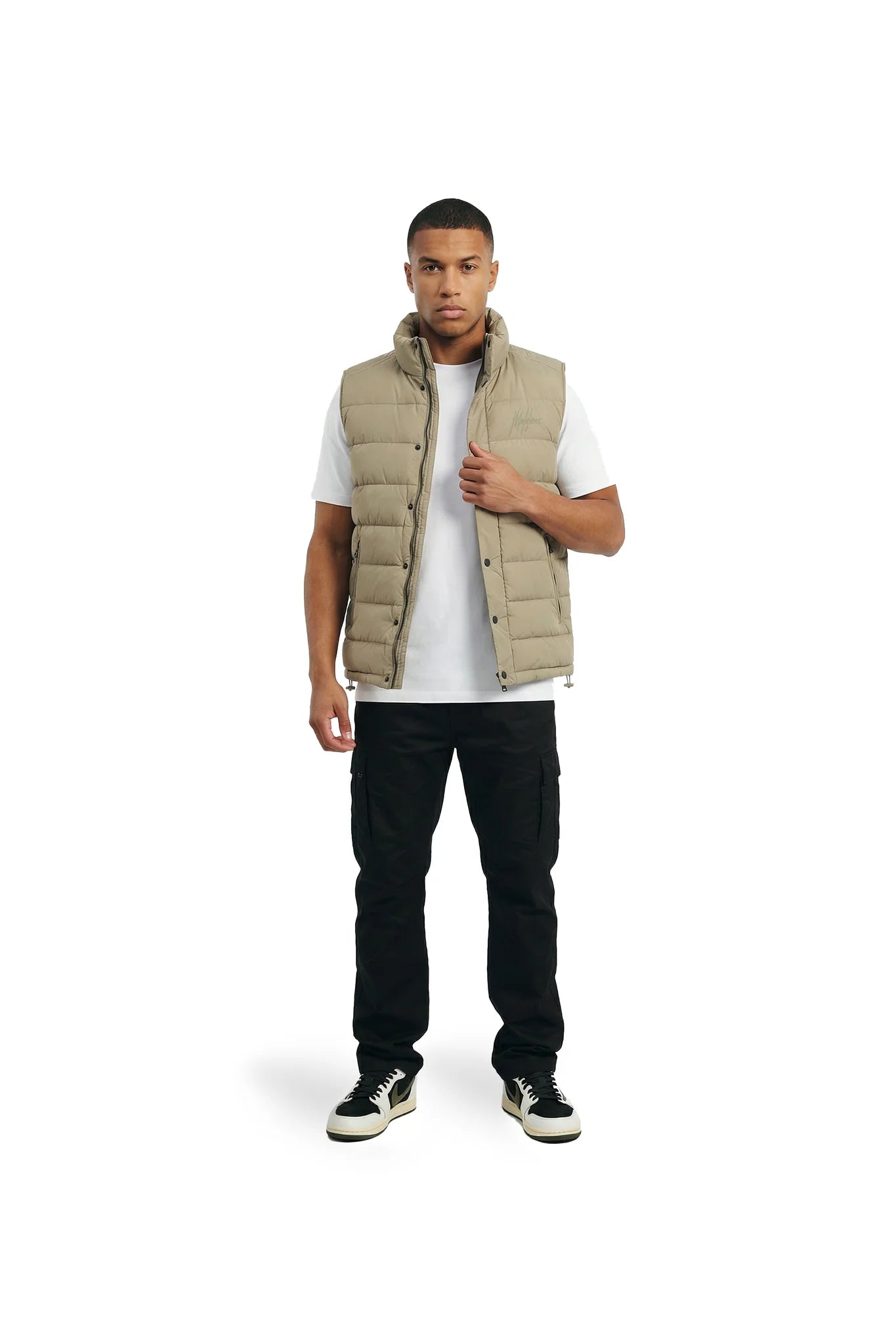 Malelions Men Placket Padded Vest | Sage Brown