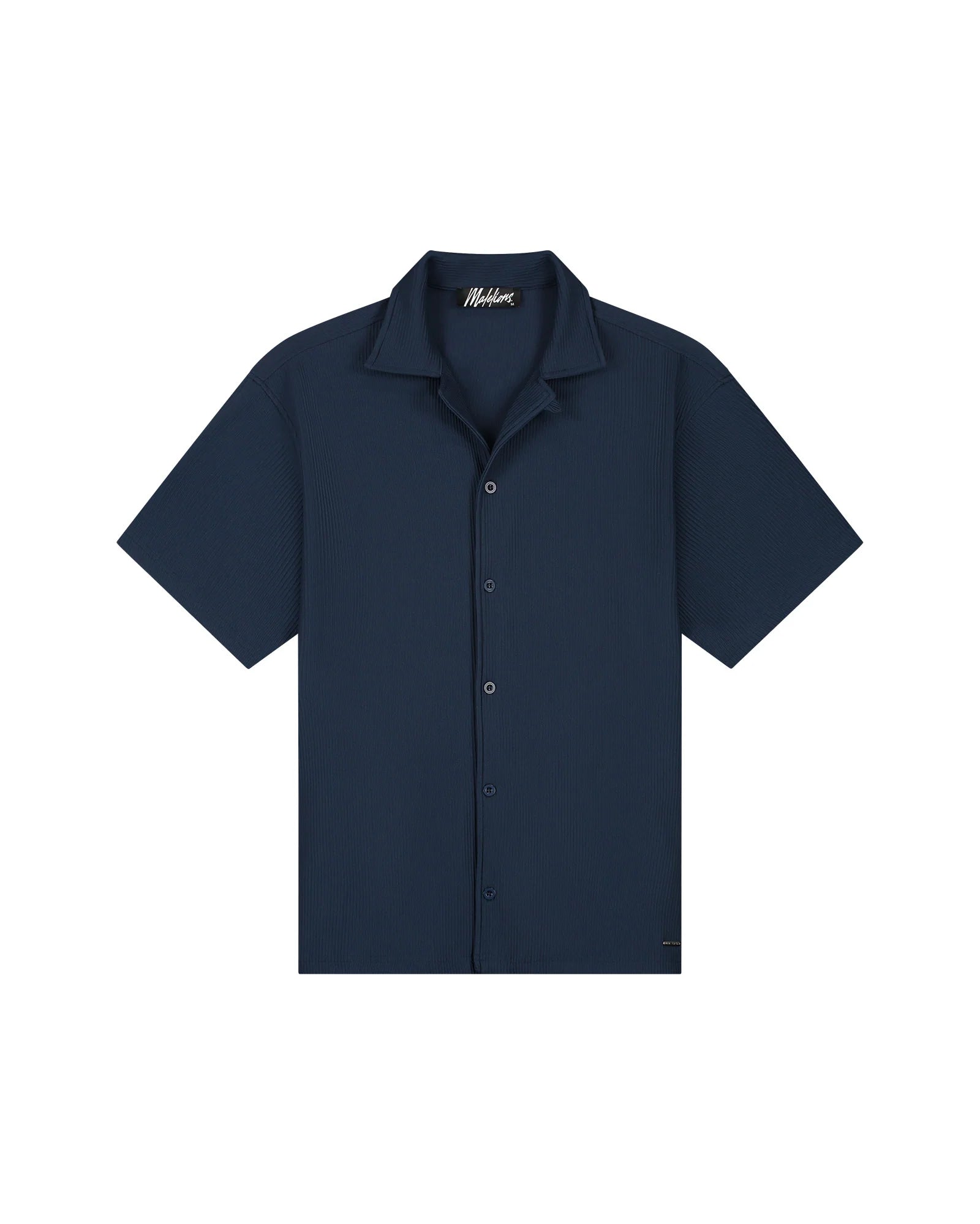 Malelions Heren Ribbed Camp Collar Shirt | Marine
