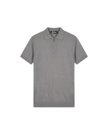 Malelions - Men Knitted Zip Polo - Pearl Grey