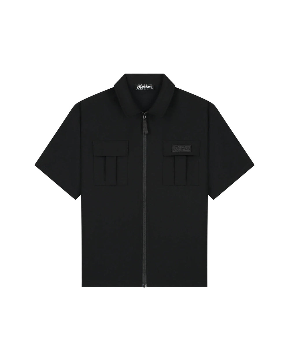 Malelions - Men Capri Zip Shirt - Black - Herenoverhemd met rits
