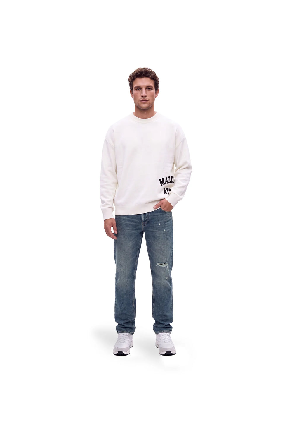Malelions Men Knitted Atelier Sweater Off-White – voorzijde