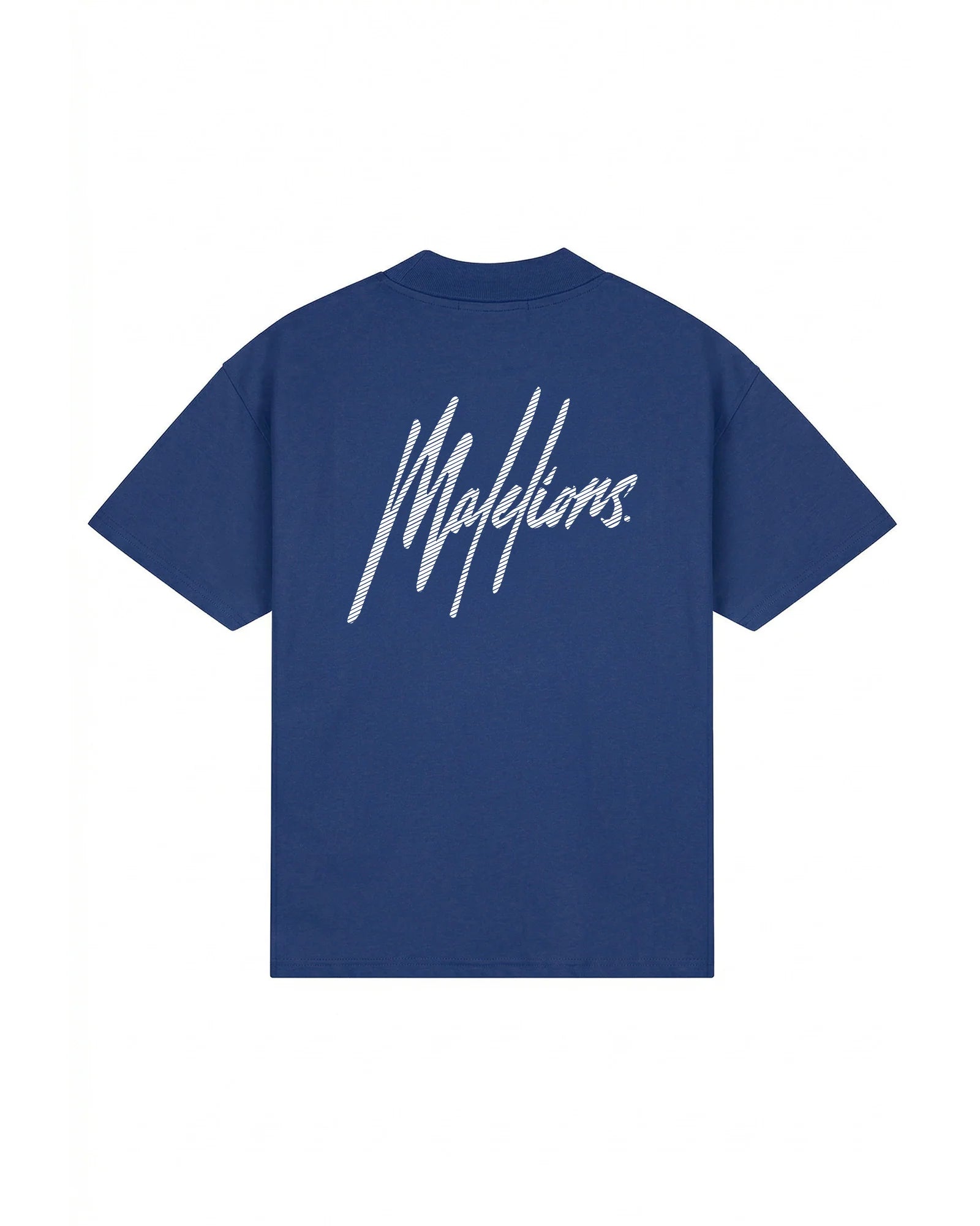 Malelions Heren Oversized Gestreepte Signature T-Shirt | Kobalt