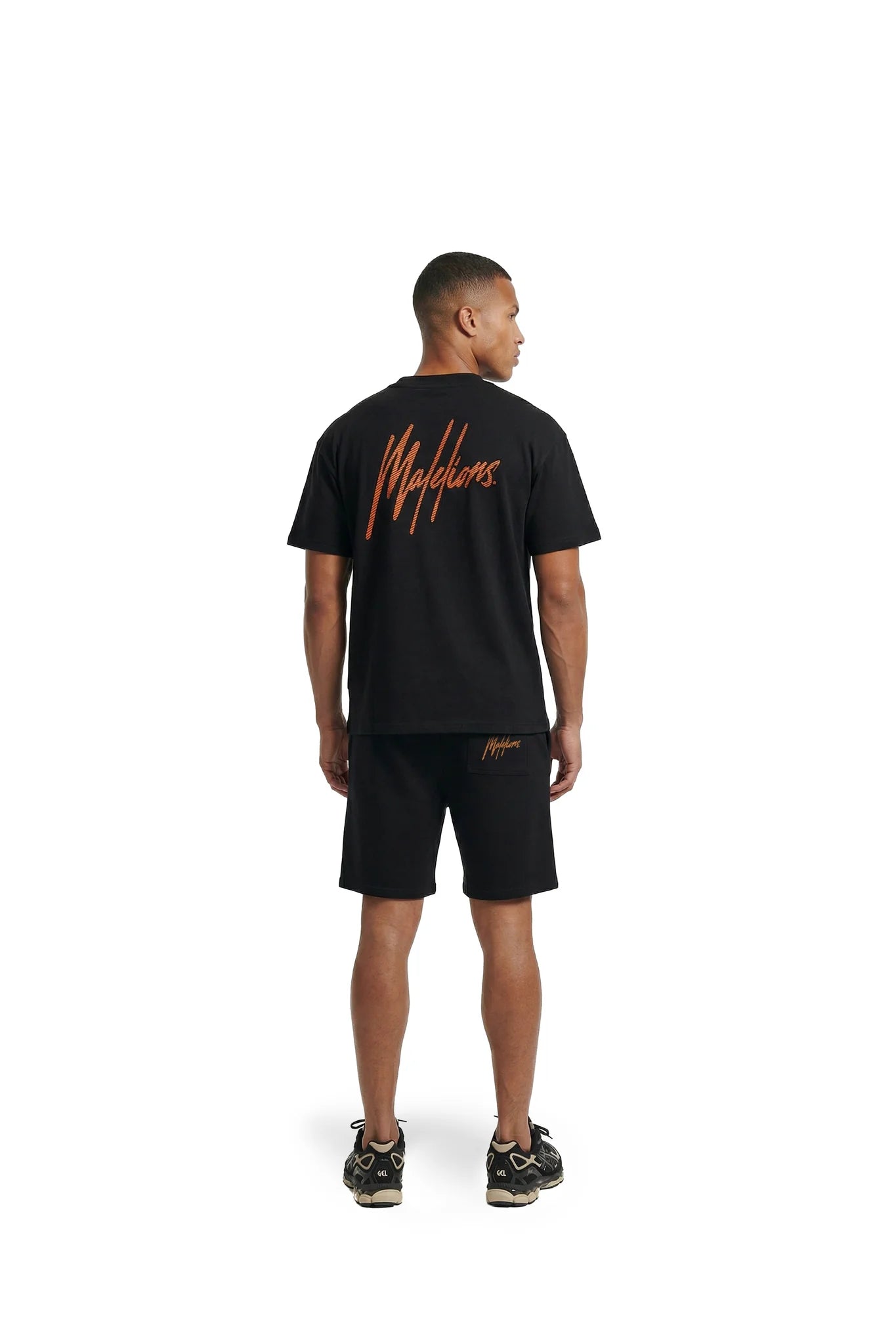 Malelions Heren Oversized Gestreepte Signature T-Shirt | Zwart