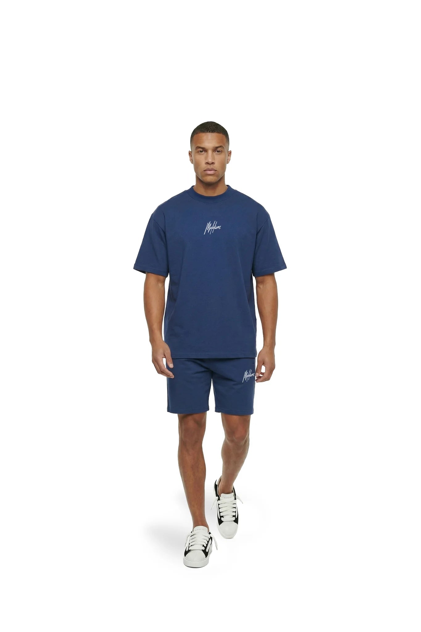Malelions Heren Oversized Gestreepte Signature T-Shirt | Kobalt