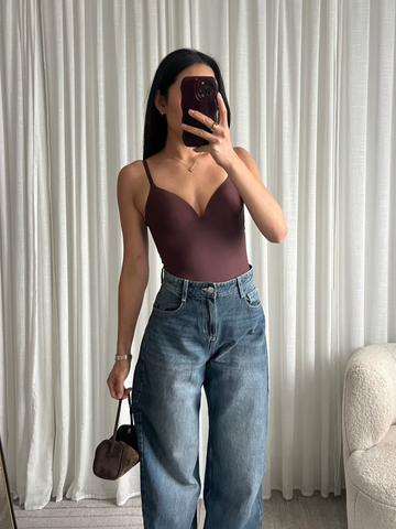 DAMES - BODY  - BROWN - Bruine bodysuit
