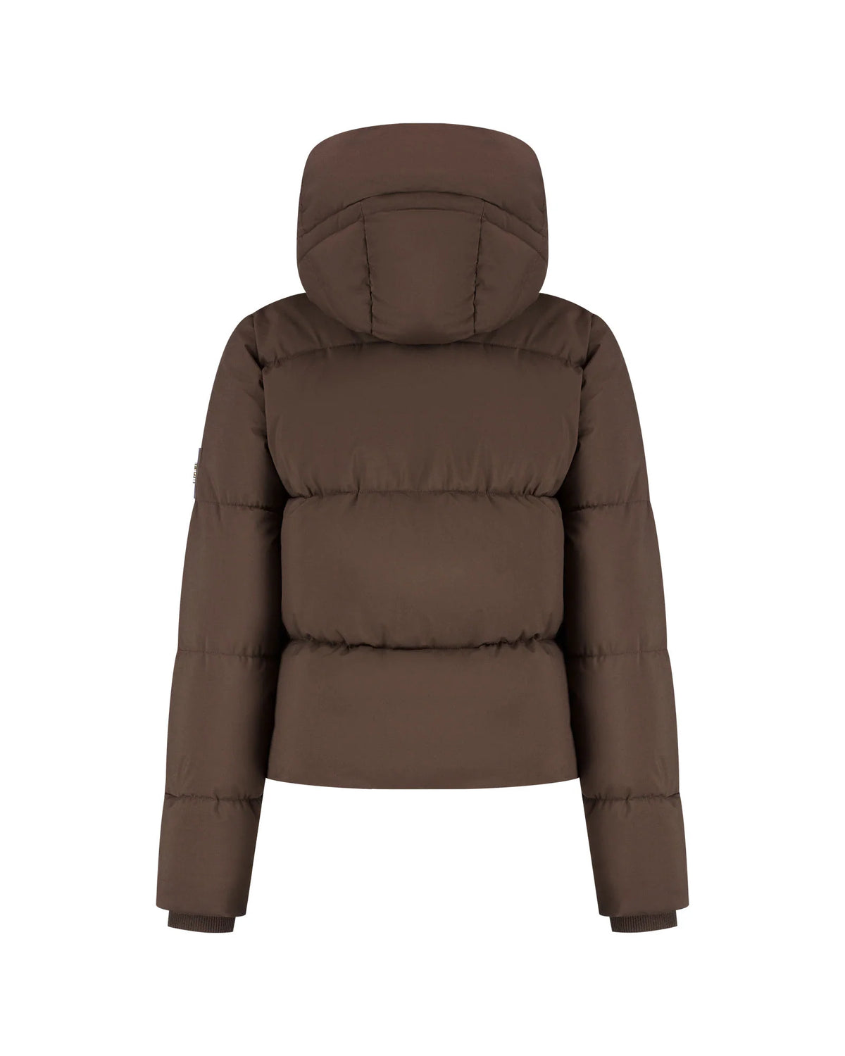 Malelions Women Emblem Puffer Jacket in Dark Brown
