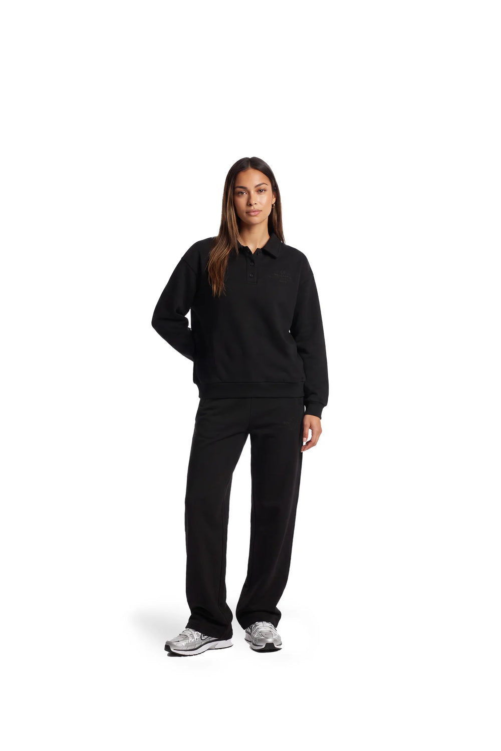 Malelions - Women College Polo Sweater - Black - Oversized damestrui met polokraag