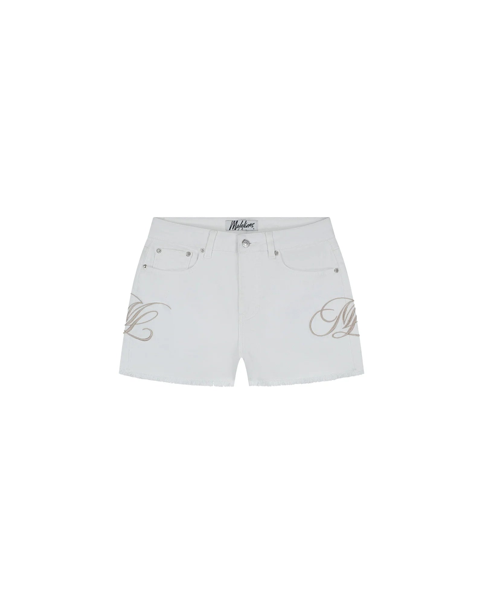 Malelions Women Emblem Denim Shorts | White