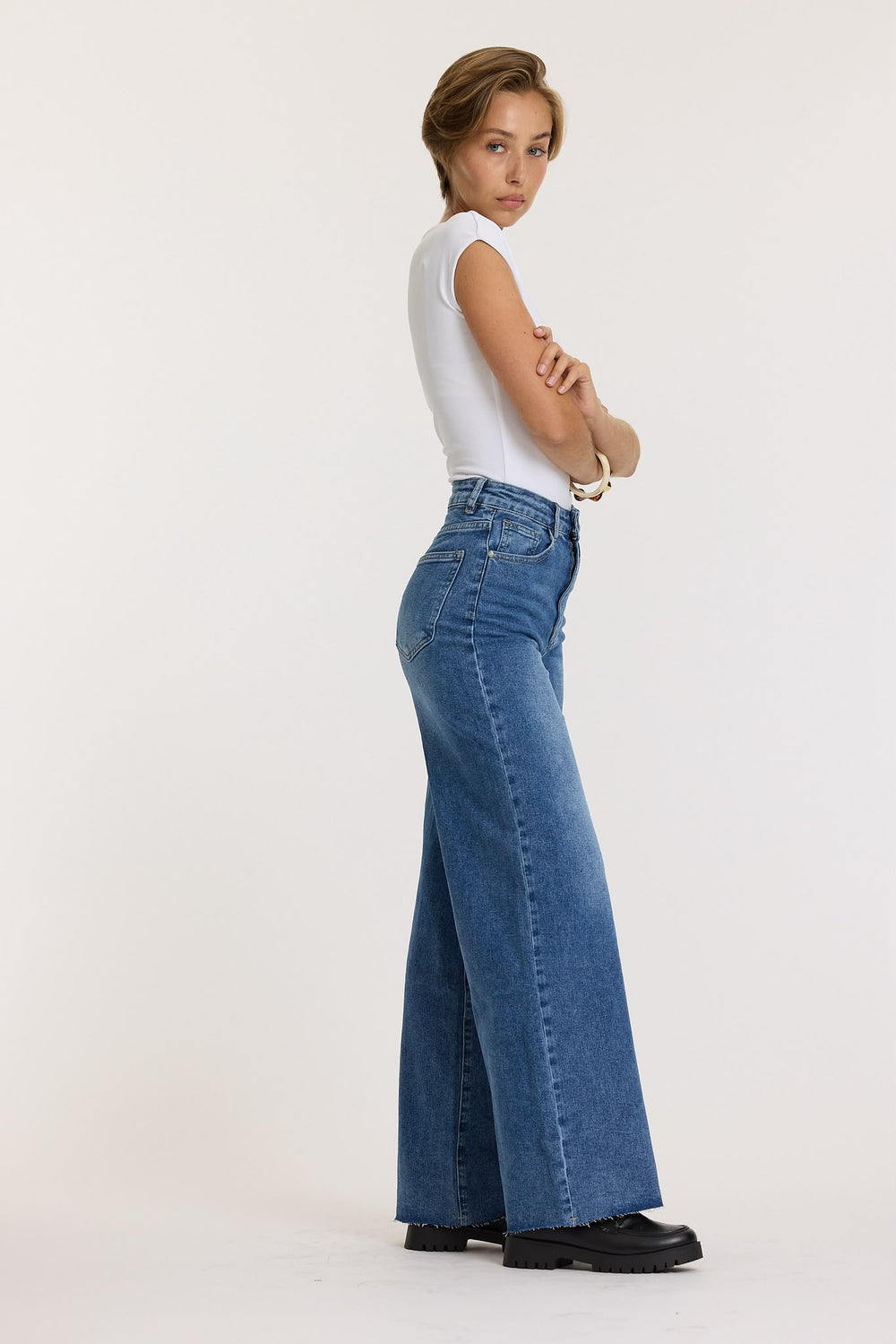Redial - Wide Stretch Jeans - RD9092-5 - Wijde stretch dames spijkerbroek