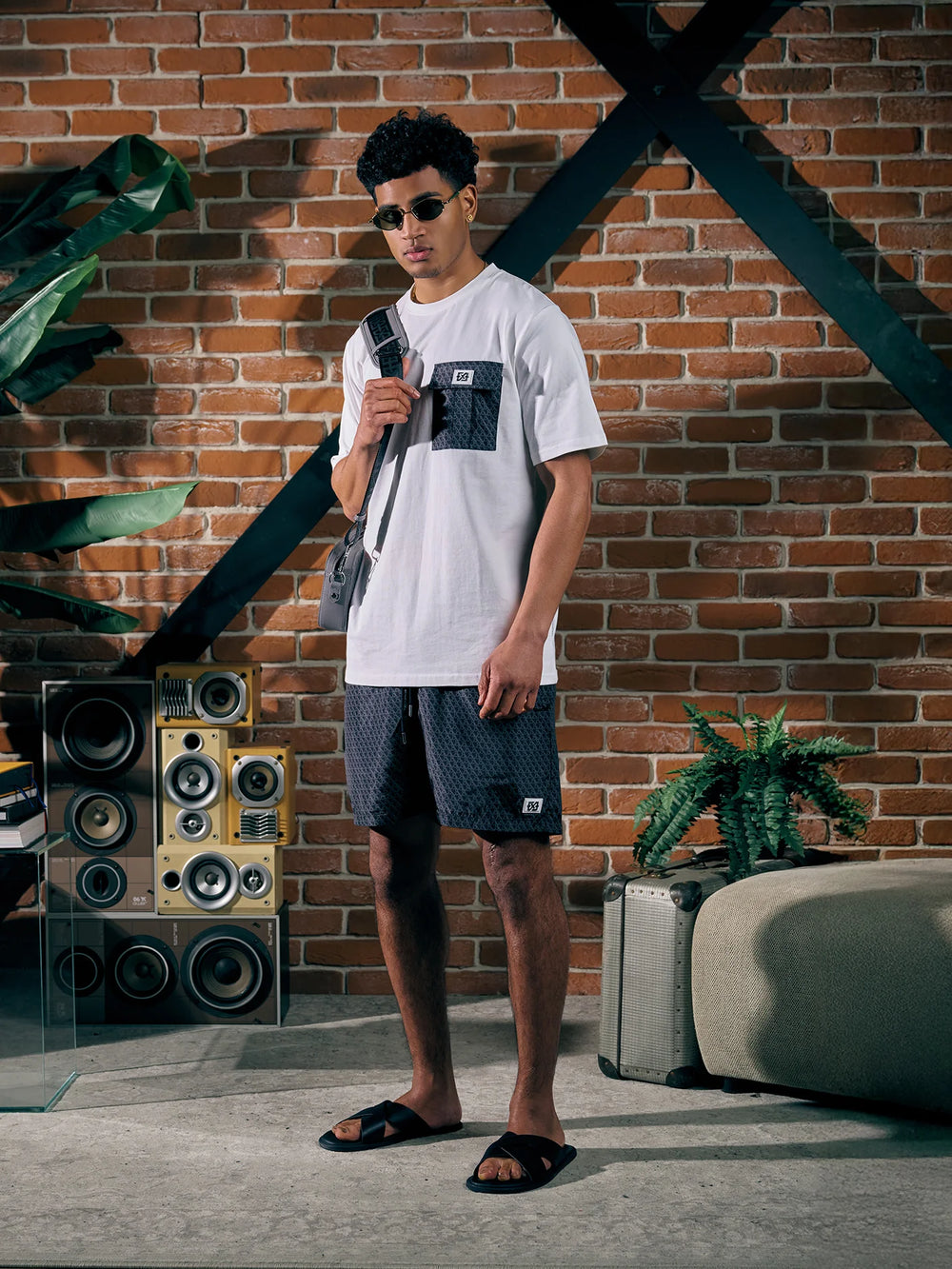 XPLCT Studios - Shade Set - Black/White - Herenset met T-shirt en zwemshort