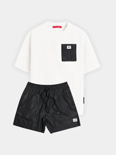 XPLCT Studios - Shade Set - Black/White - Herenset met T-shirt en zwemshort