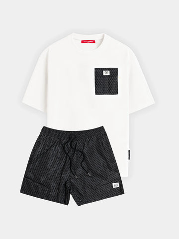 XPLCT Studios - Shade Set - Black/White - Herenset met T-shirt en zwemshort