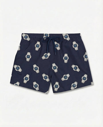 Baron Filou - Swim Shorts Allover Watches - marine blauw - Zwembroek met trekkoord