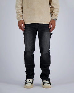 Black bananas - V2 WORKER DENIM - BLACK - Slim fit herenjeans met pijpritsen