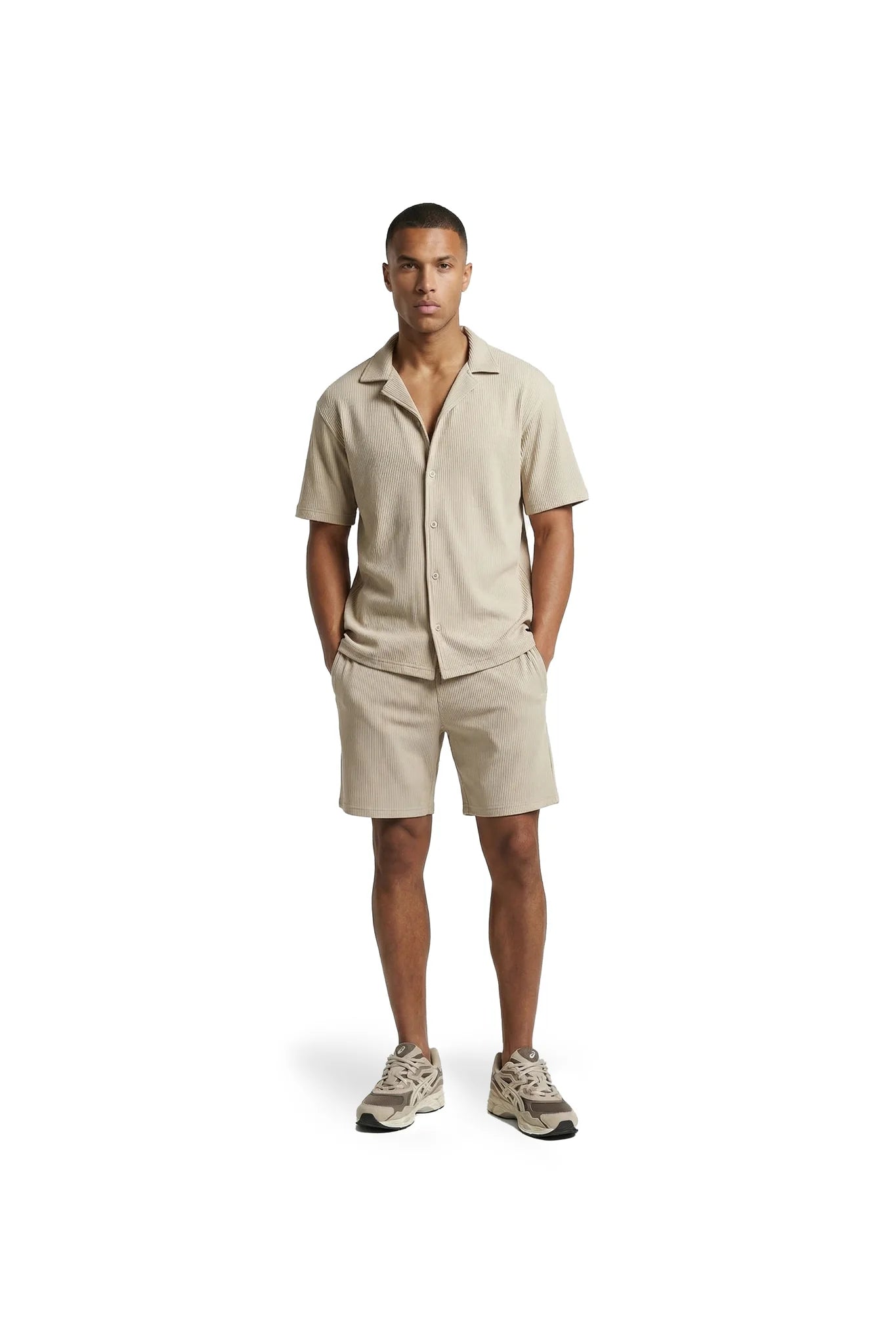 Malelions Heren Rib Shorts | Licht Taupe