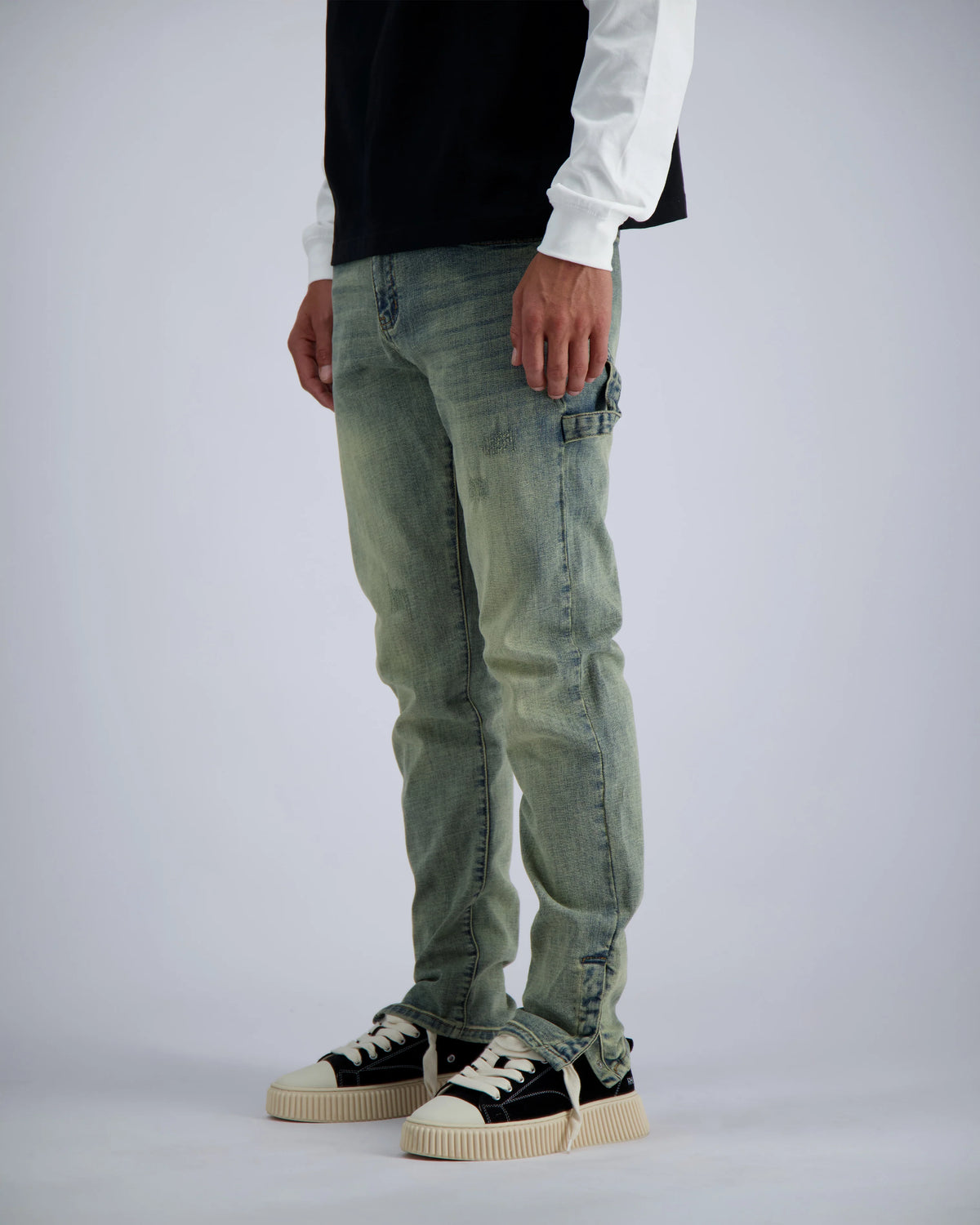 Black bananas - BUTTONED WORKER DENIM - BLUE