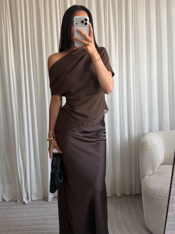 Eight paris - KANT OFF-SHOULDER LACE TOP - BRUIN