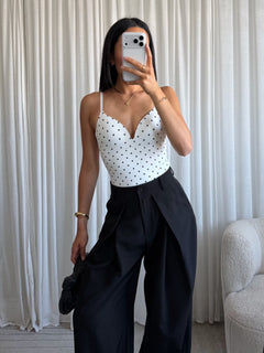 Eight paris - DAMES - BODY - WIT GESTIPT - Gestipte dames bodysuit