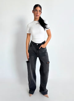 Unique The Label - JUNE WIDE LEG - MID GREY - Wijde damesjeans met stretch
