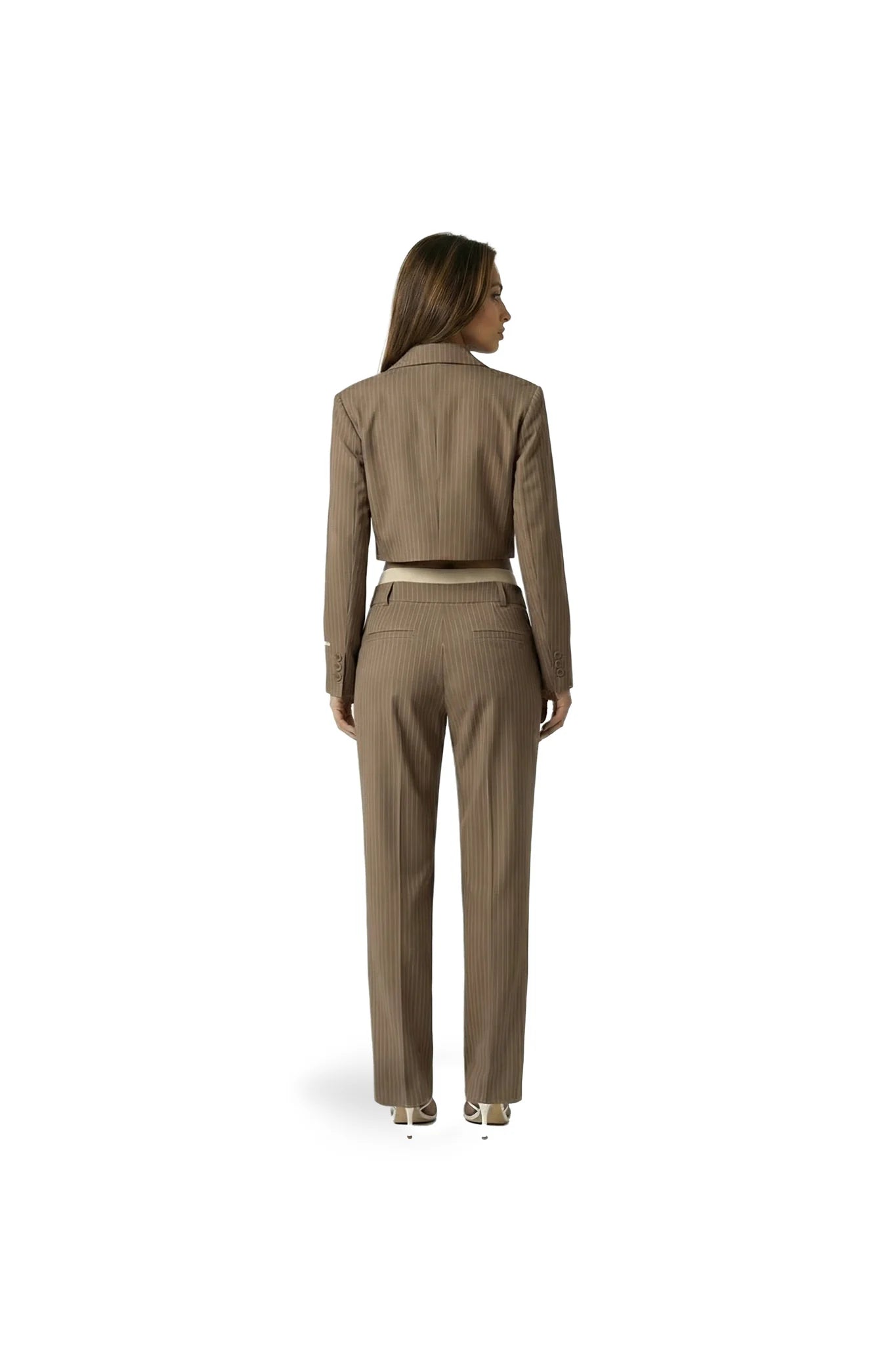 Malelions Dames Pinstripe Pantalon | Zand
