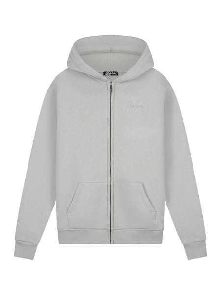Malelions Striped Signature Zip Hoodie - Parelgrijs