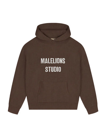 Malelions - Women Heavy Knitted Hoodie - Dark Brown