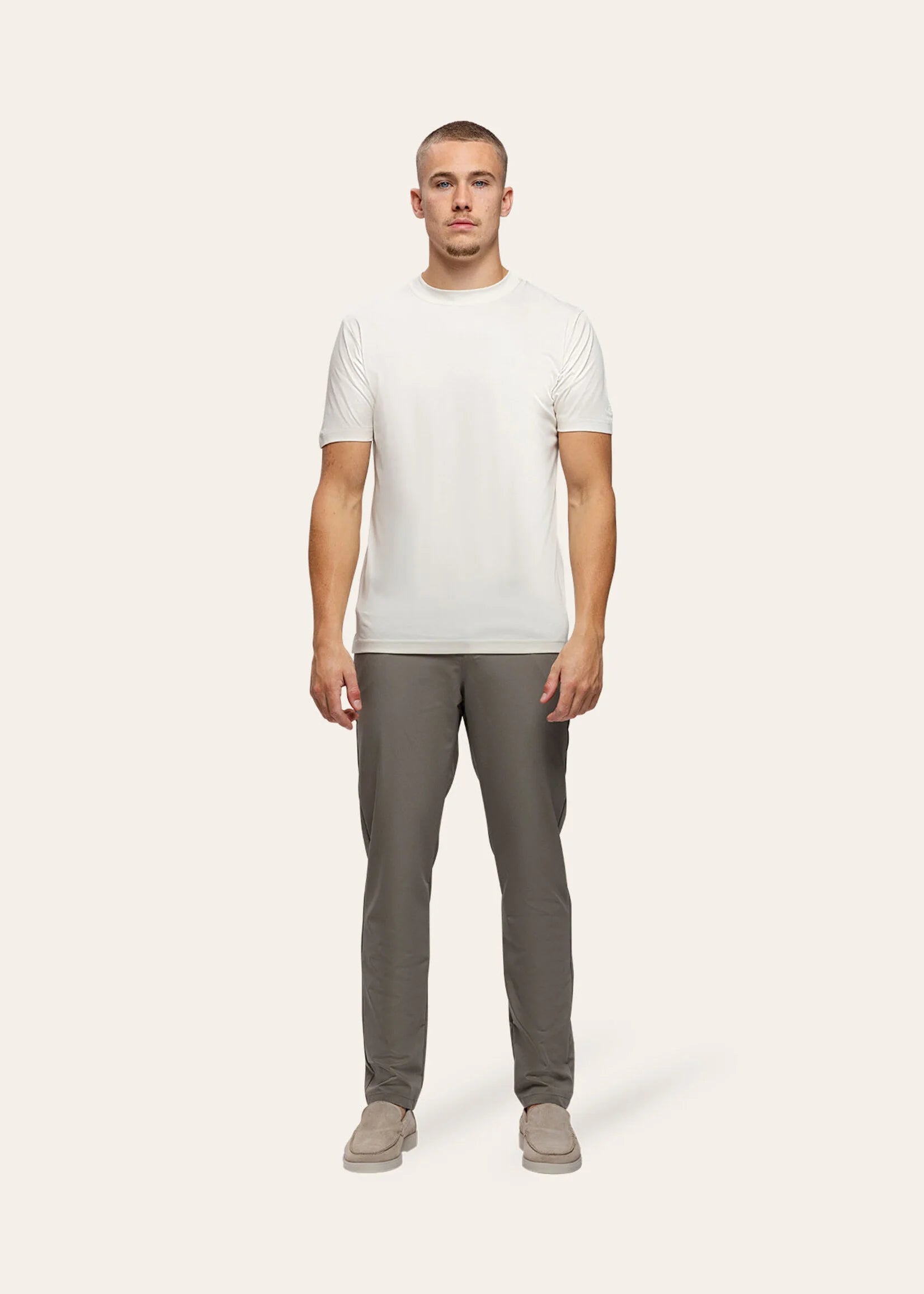 Slim Fit T-shirt Gebroken Wit